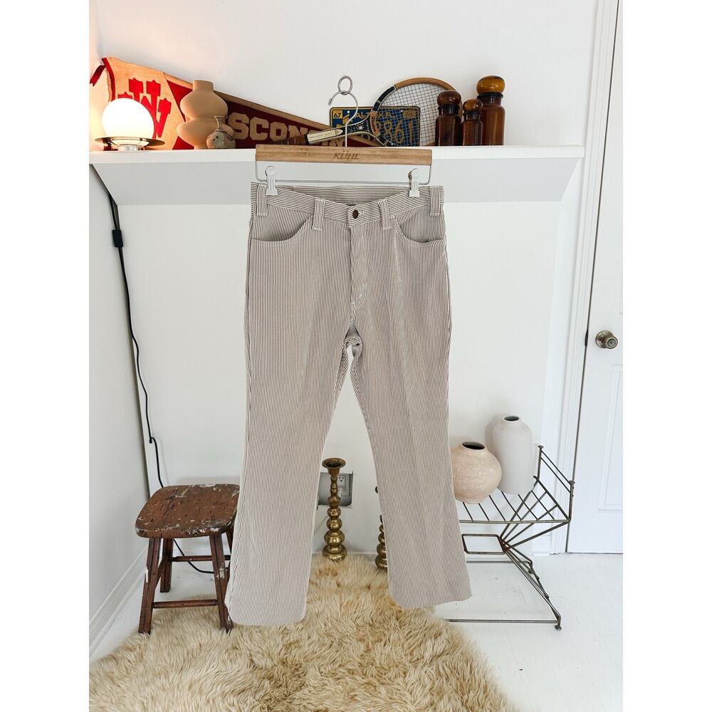 Vintage 1970s Levis Tailored Brown Striped Pants 32 x 30